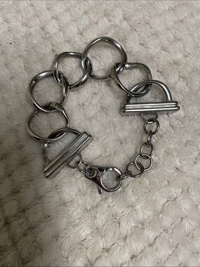 Stainless steel Silver horsebit Link Chain Toggle Bracelet - Women's Accessory